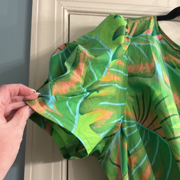 Tropical Green Leaf Print Dress - Picture 7 of 7